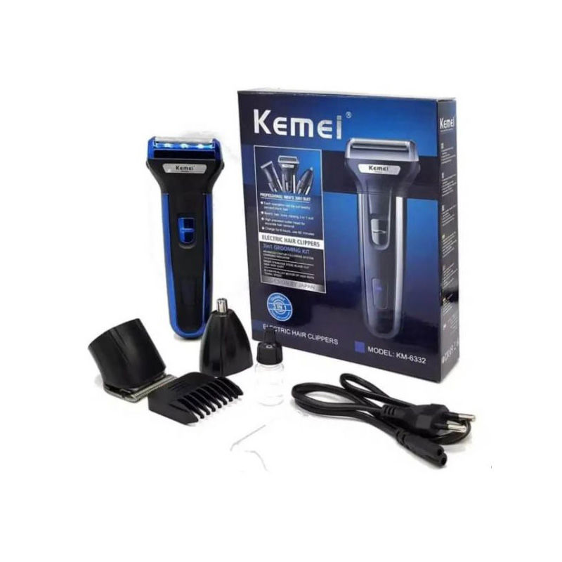 Kemei KM‑6330 3‑in‑1 Cordless Grooming Kit – Hair Clip, Beard & Nose Trimmer
