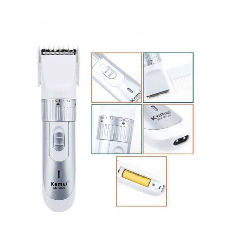 Kemei KM-9020 Cordless Beard & Hair Trimmer – 600 mAh Removable Battery